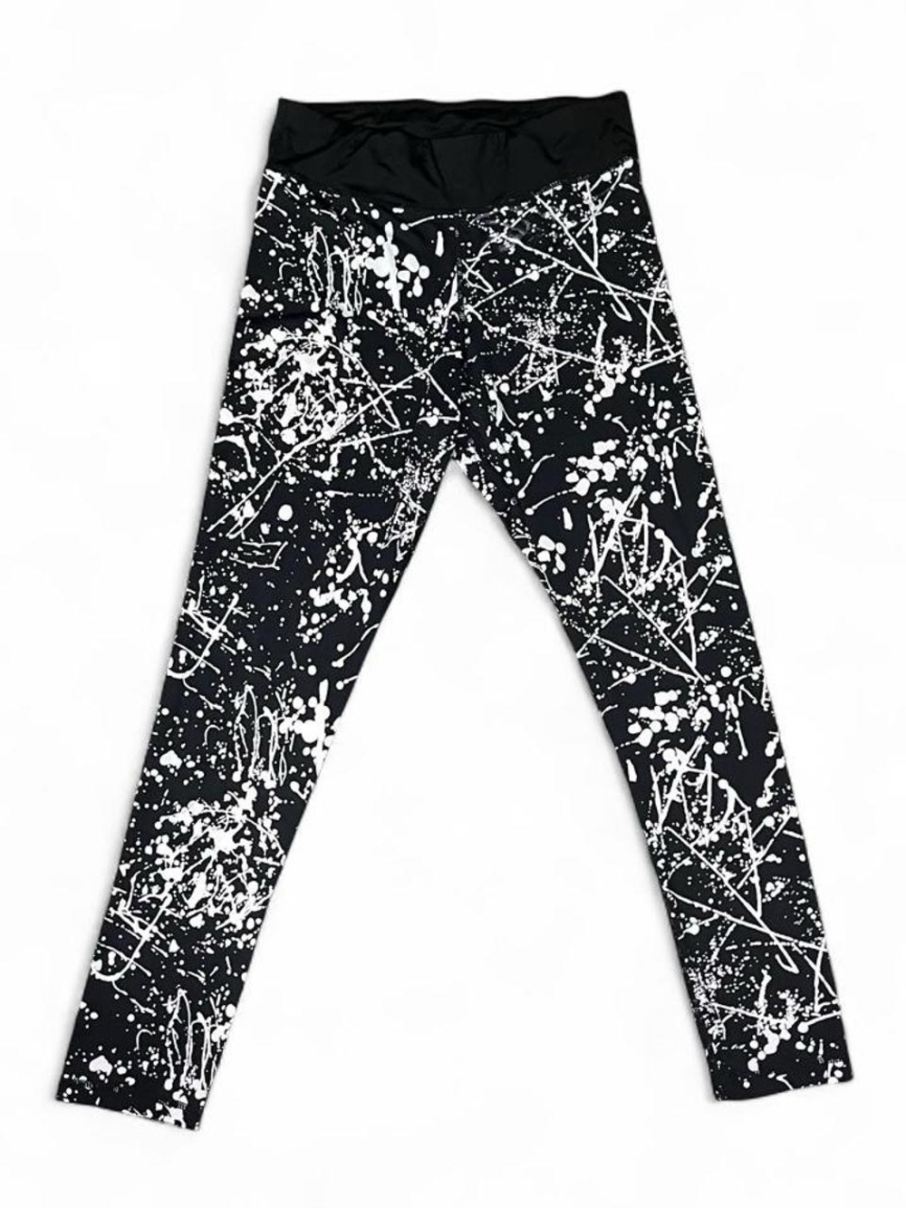 Kids Black & White Paint-Splatter Leggings